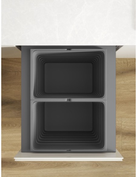 500mm ECO-Top Waste Bin Blum Merivobox Door-Fix 70L Double 40Kg + Bio 5050.2064+MGG