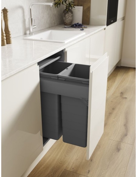 500mm ECO-Top Waste Bin Blum Merivobox Door-Fix 70L Double 40Kg + Bio 5050.2064+MGG