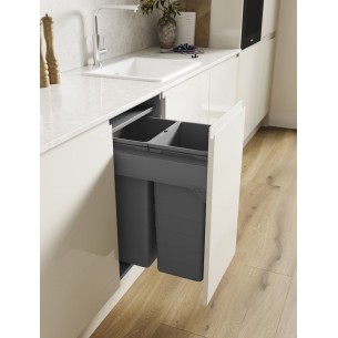 450mm ECO-Top Waste Bin Blum Merivobox Door-Fix 68L Double + BioBin 5045.2064+MGG