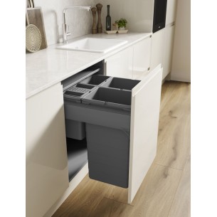 600mm ECO-Top Waste Bin Blum Merivobox Door-Fix 80L Quad Tubs 40Kg 5060.4080+MGG 2