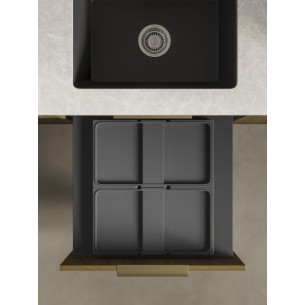 600mm ECO-Sink Waste Bin Blum Legrabox Door Fixed Double 50L Black 5060.2050+AMC 2