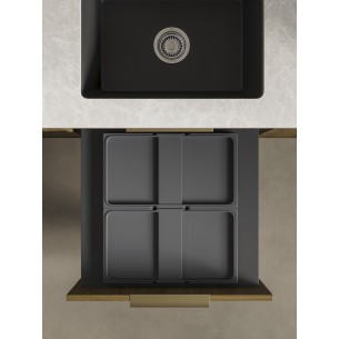 600mm ECO-Sink Waste Bin Blum Legrabox Door Fixed Double 50L Grey 
5060.2050+AMG