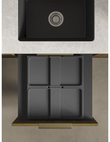 600mm ECO-Sink Waste Bin Blum Legrabox Door Fixed Double 50L Grey 
5060.2050+AMG