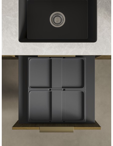 600mm ECO-Sink Waste Bin Blum Legrabox Door Fixed Double 50L Grey 
5060.2050+AMG