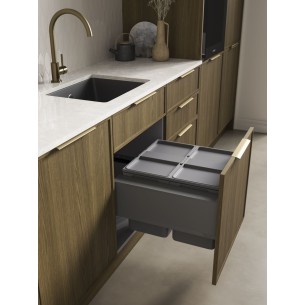600mm ECO-Sink Waste Bin Blum Legrabox Door Fixed Double 50L Grey 
5060.2050+AMG 2