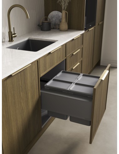 600mm ECO-Sink Waste Bin Blum Legrabox Door Fixed Double 50L Grey 
5060.2050+AMG