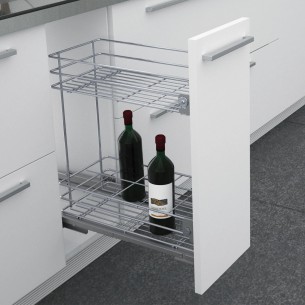 300mm Sige Kitchen Pull-Out Base Unit Chrome Novaline Soft-Closing I510-020
