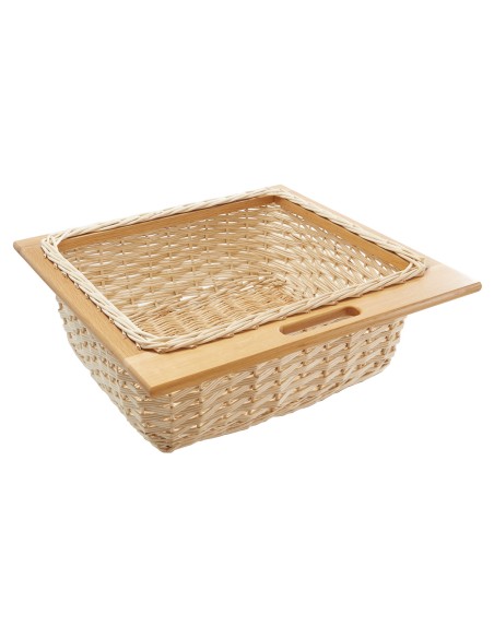 500mm Pair Wicker Baskets & Runner Set Natural Beech Display Drawers
