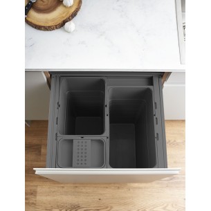 600mm ECO-Top Waste Bin 82L Blum Tandembox Runners Triple Containers 5060.3082+VEO 2