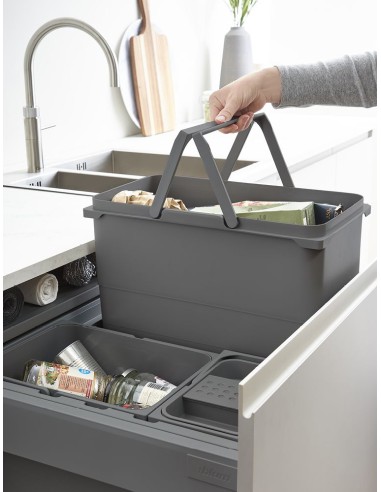 600mm ECO-Top Waste Bin 82L Blum Tandembox Runners Triple Containers 5060.3082+VEO