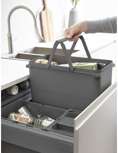 600mm ECO-Top Waste Bin 82L Blum Tandembox Runners Triple Containers 5060.3082+VEO