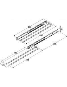 Double Telescopic Towel Rail Polished Chrome Steel Pull-Out 495mm Long 51037220 2