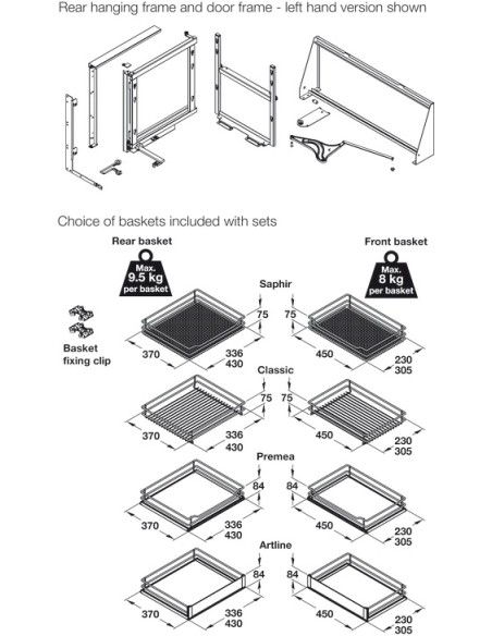 800mm VS Cor Fold Saphir Mesh Swing Out Kitchen Corner Storage