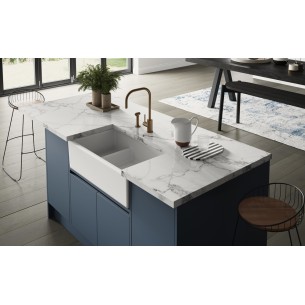 800mm Shaws Hawkshaw Double Bowl Offset Belfast Kitchen Sink Ceramic SCHAK800