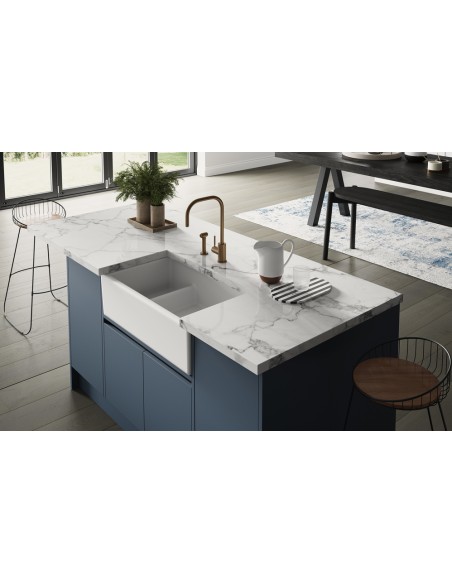 800mm Shaws Hawkshaw Double Bowl Offset Belfast Kitchen Sink Ceramic SCHAK800
