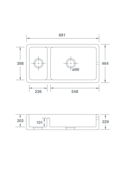 900mm Shaws Hawkshaw Double Bowl Offset Belfast Kitchen Sink Ceramic SCHAK900