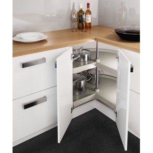 3/4 Kitchen Corner Carousel Ninka 800x800mm L-Shape Platinum Shelves 54140529