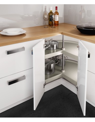 3/4 Kitchen Corner Carousel Ninka 800x800mm L-Shape Platinum Shelves 54140529