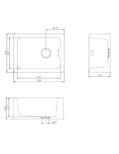 600mm Maya Black Granite Belfast Kitchen Sink FREE Waste 1810 Classic MU/595/BEL/BL/1001