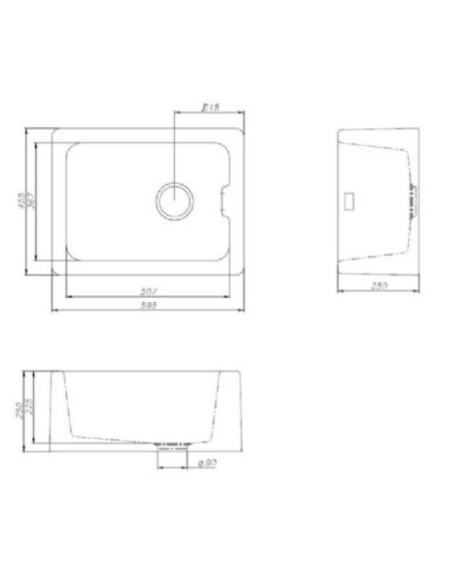 600mm Maya Black Granite Belfast Kitchen Sink FREE Waste 1810 Classic MU/595/BEL/BL/1001