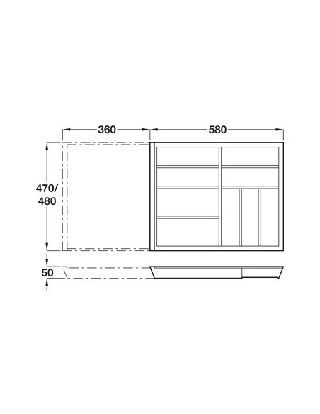 600-1000mm Oak Kitchen Cutlery Tray Expanding 458mm Depth eXtray  55698442