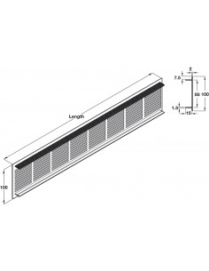 2000x100mm Ventilation Grill Aluminium 628.90Cm2 Cabinet Circulation 57528936 2
