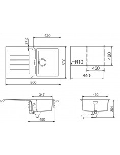 Schock Signus D100 Polaris Cristadur Granite Kitchen Sink Compact SCH-SIGD100APOL/2525 2