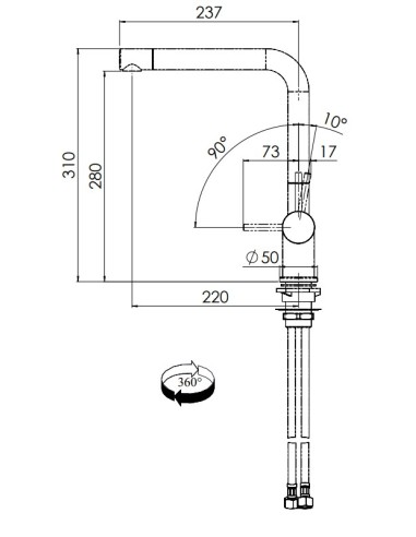 Nobili Live Kitchen Tap Single Lever Brushed Gold L Spout Low Pressure BARR00213GTP