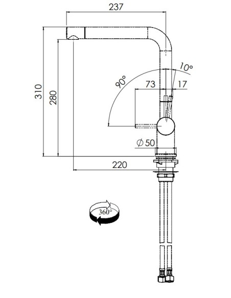 Nobili Live Kitchen Tap Single Lever Brushed Gold L Spout Low Pressure BARR00213GTP