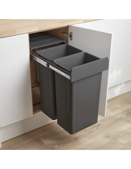 400mm Wesco Big Bio Pull Out Kitchen Waste Bin 64L Hinged Base Mount 757812-72