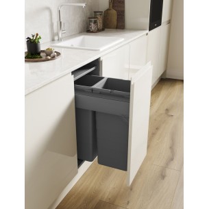 400mm ECO-Top Waste Bin Blum Merivobox Door-Fix 51L Double + BioBin 5040.2051+MGG