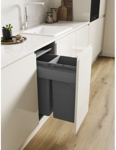 400mm ECO-Top Waste Bin Blum Merivobox Door-Fix 51L Double + BioBin 5040.2051+MGG