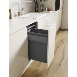 400mm ECO-Top Waste Bin Blum Merivobox Door-Fix 46L Single + BioBin 5040.2051+MGG
