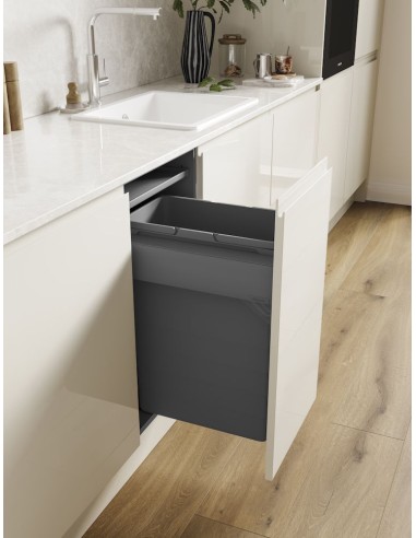 400mm ECO-Top Waste Bin Blum Merivobox Door-Fix 46L Single + BioBin 5040.2051+MGG