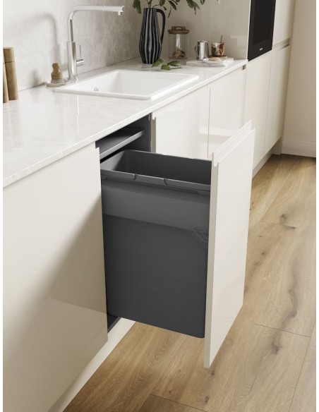 400mm ECO-Top Waste Bin Blum Merivobox Door-Fix 46L Single + BioBin 5040.2051+MGG