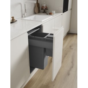 400mm ECO-Top Waste Bin Blum Merivobox Door-Fix 40L Double + BioBin 5040.2040+MGG