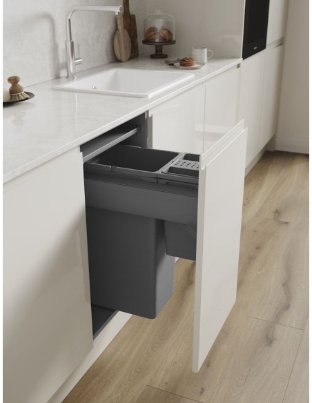 400mm ECO-Top Waste Bin Blum Merivobox Door-Fix 40L Double + BioBin 5040.2040+MGG