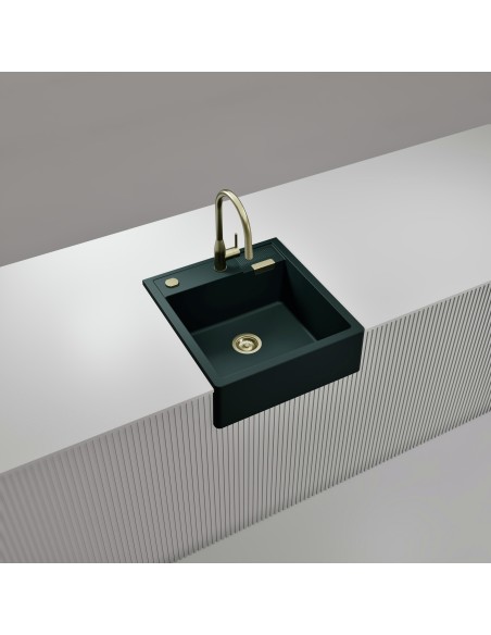 Schock Kallio M-100 Ivy Cristadur Green Granite Kitchen Sink & Waste SCH-KALM100DAY/2235
