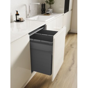 600mm ECO-Top Waste Bin Blum Merivobox Door-Fix 88L Double + Bio 70Kg 5060.2084+MKG