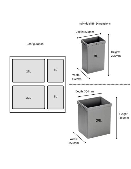 600mm Wesco Pullboy Z Kitchen Waste Bin Large 74L Door Fix Blum