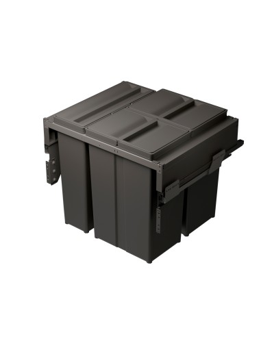 600mm Kitchen Waste Bin 80L Gollinucci Triple Rubbish Containers 580PL360-GY