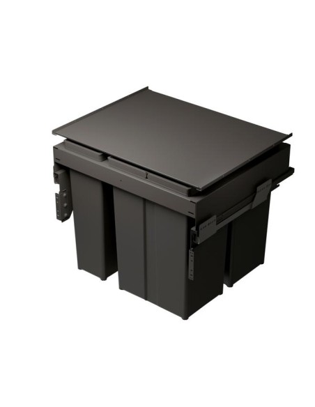 600mm Kitchen Waste Bin 80L Gollinucci Pull-Out Triple Rubbish Tubs EVO58360-GY