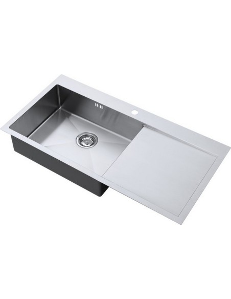 ZENUNO15 55I-F Kitchen Sink 1.5mm Stainless Steel 1.0 Bowl RH Drainer ZU/55/IF/U15/S/BBL/156
