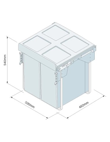 600mm Kitchen Waste Bin Trio Tubs Large 68L...