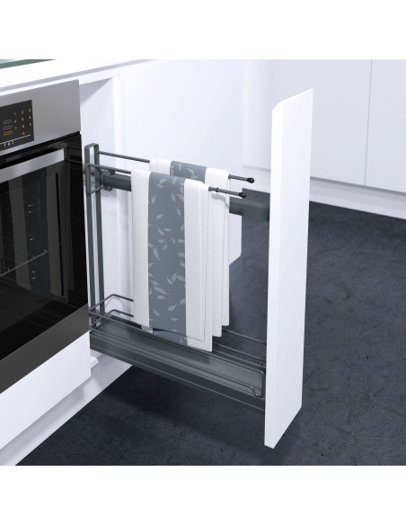 VS Sub Slim 150mm Pull-Out Towel Rail & Bottle Storage Tray Lava RH 54808340