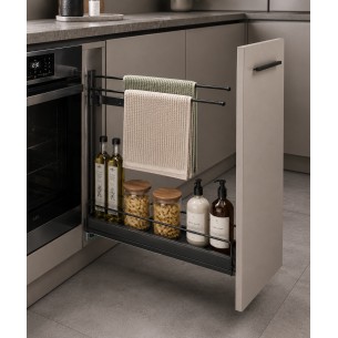 VS Sub Slim 150mm Pull-Out Towel Rail & Bottle Storage Tray Lava RH 54808340