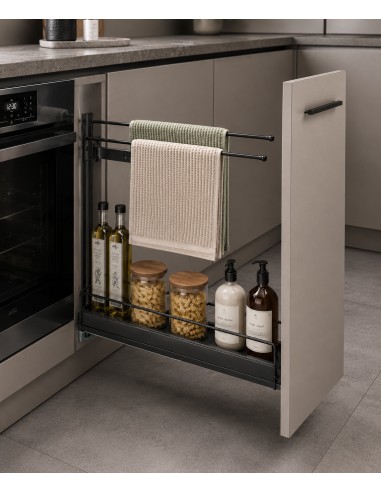 VS Sub Slim 150mm Pull-Out Towel Rail & Bottle Storage Tray Lava RH 54808340