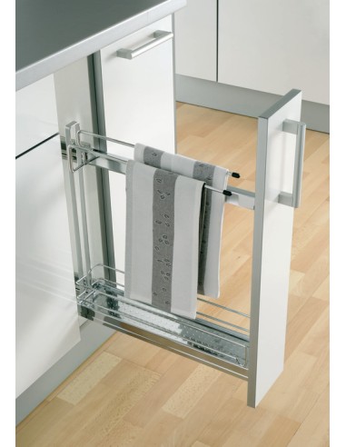 150mm VS Sub Slim Base Pull Out Basket & Double Towel Rail Vauth Sagel