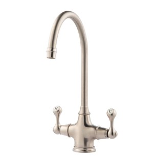 Clearwater Coriolis Kitchen Tap  Brushed Nickel Twin Lever Low 0.3 Bar CO2BN
