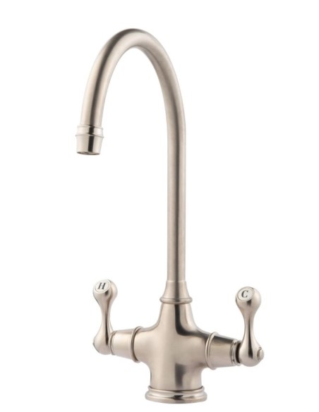 Clearwater Coriolis Kitchen Tap  Brushed Nickel Twin Lever Low 0.3 Bar CO2BN